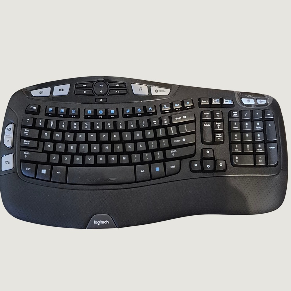 Logitech K350 Wireless Wave Ergonomic Keyboard Y-R0053 Tested No Receiver